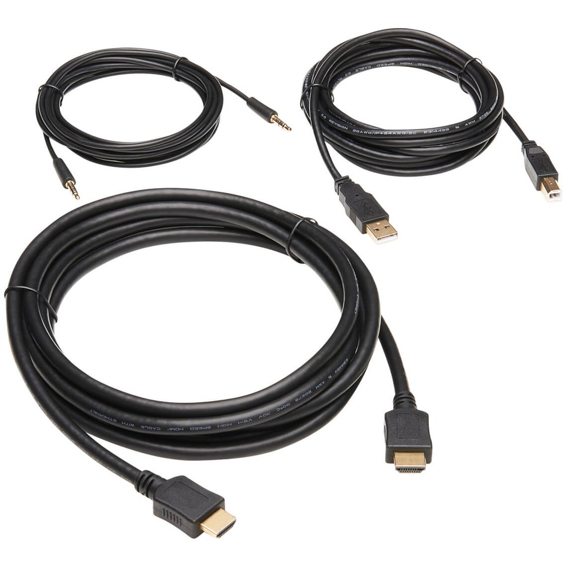 HDMI KVM Cable Kit - 4K HDMI, USB 2.0, 3.5 mm Audio (M/M), Black, 10 ft.