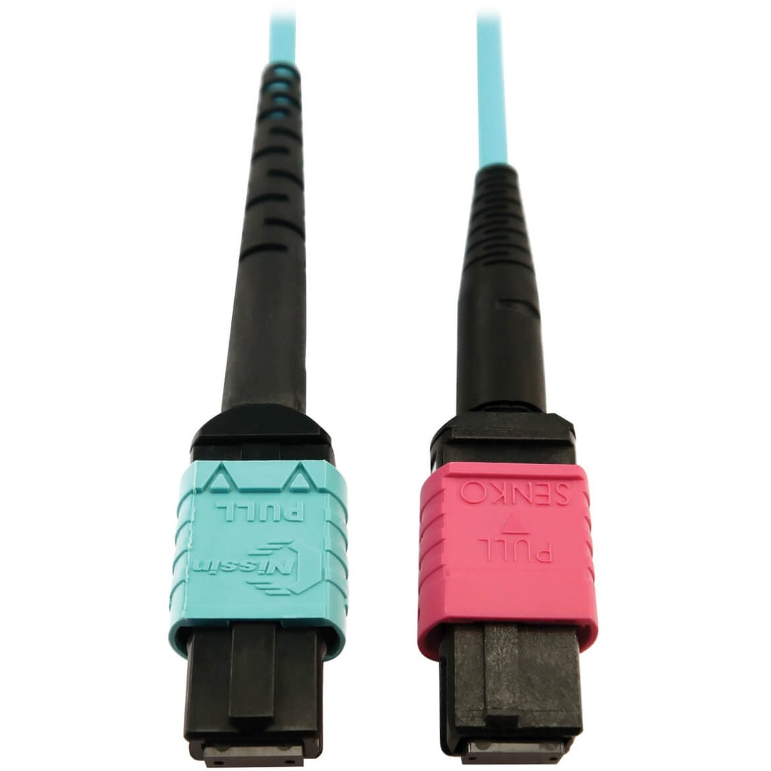 N846D-05M-24DAQ 400G Multimode 50/125 OM4 Fiber Optic Cable, Aqua, 5 m