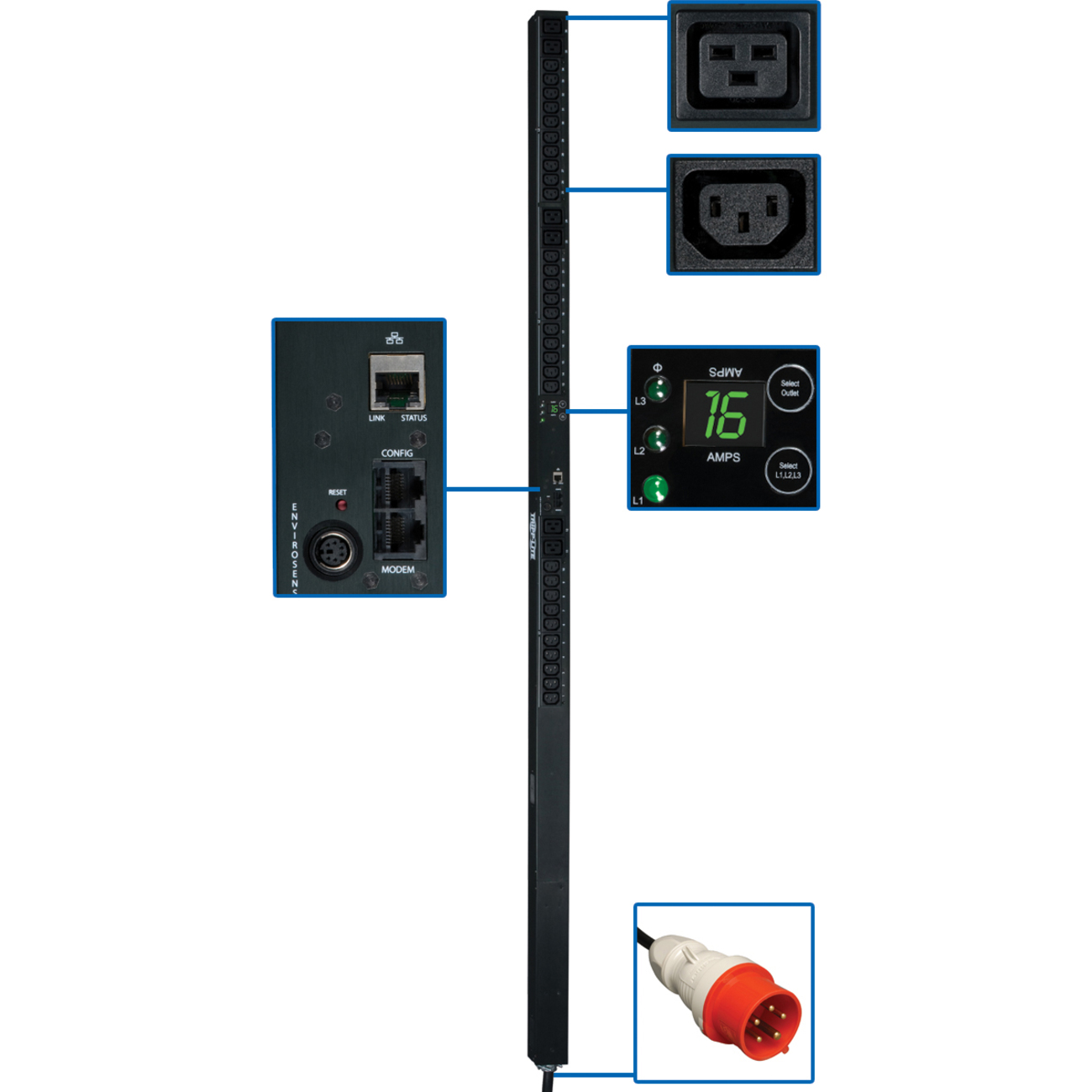 Monitored PDU3XVN10G16 36-Outlets 11kVA PDU