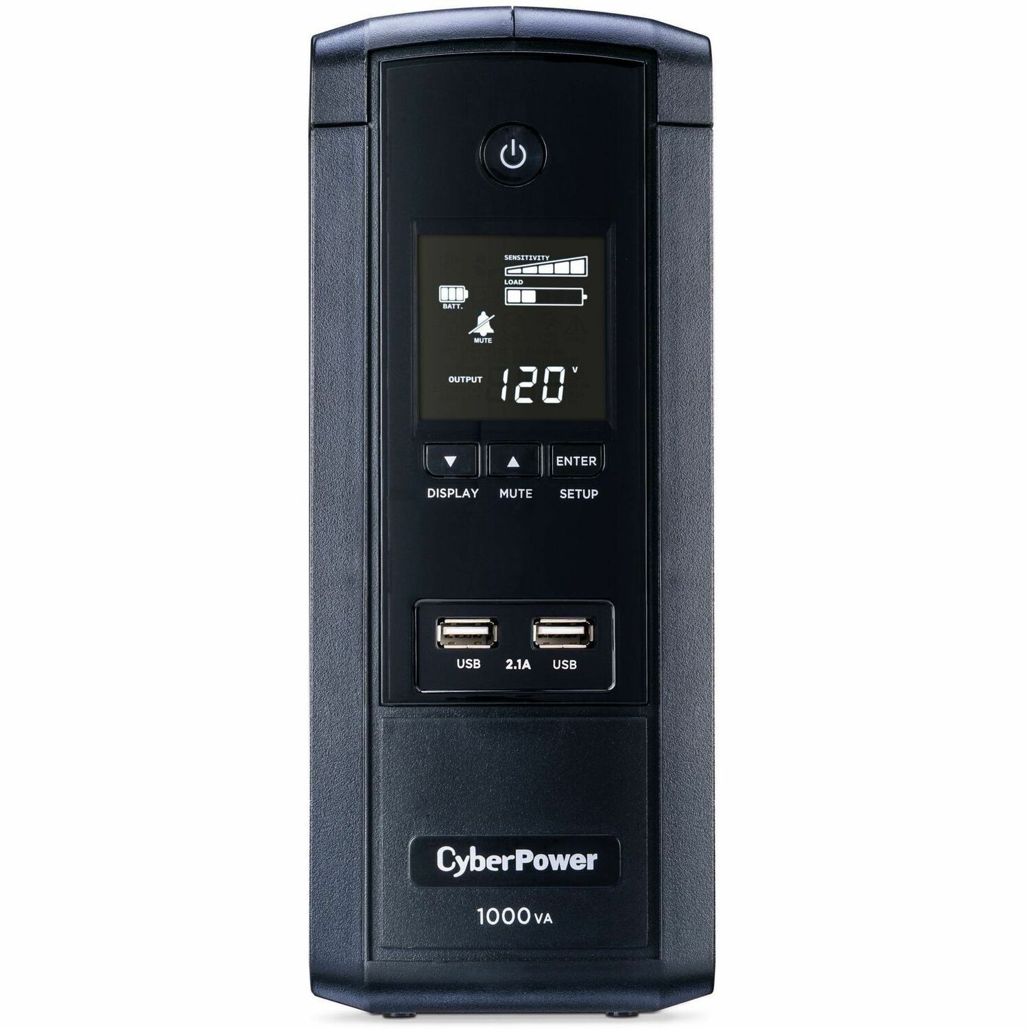 1000VA BRG1000AVRLCD UPS with 600W, AVR, LCD, and 2.1 USB Charging