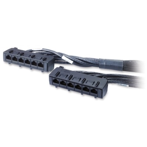 Data Distrbution Cable, CAT6 UTP CMR 6XRJ-45 Black 9FT (2.7M)