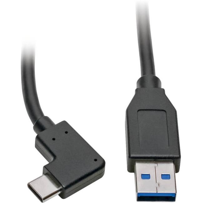 U428-003-CRA Right-Angle USB-C to USB-A Cable, M/M, 3 ft.