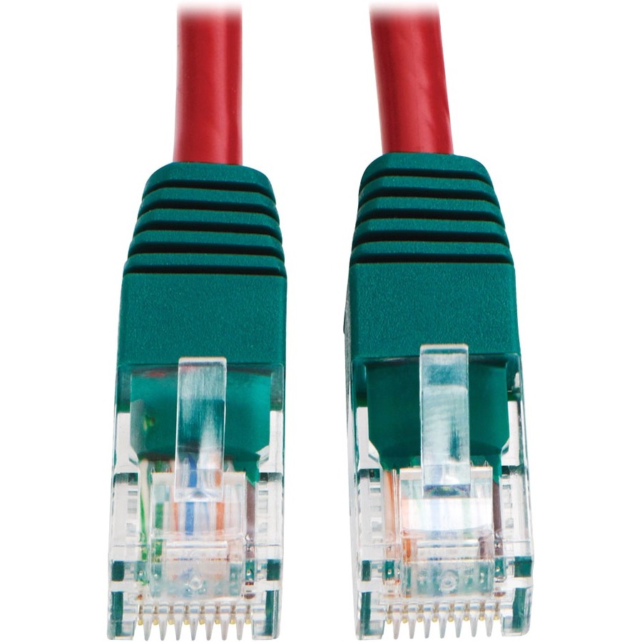 Cat5e 350MHz Molded Cross-over Patch Cable (RJ45 M/M) - Red, 10-ft.