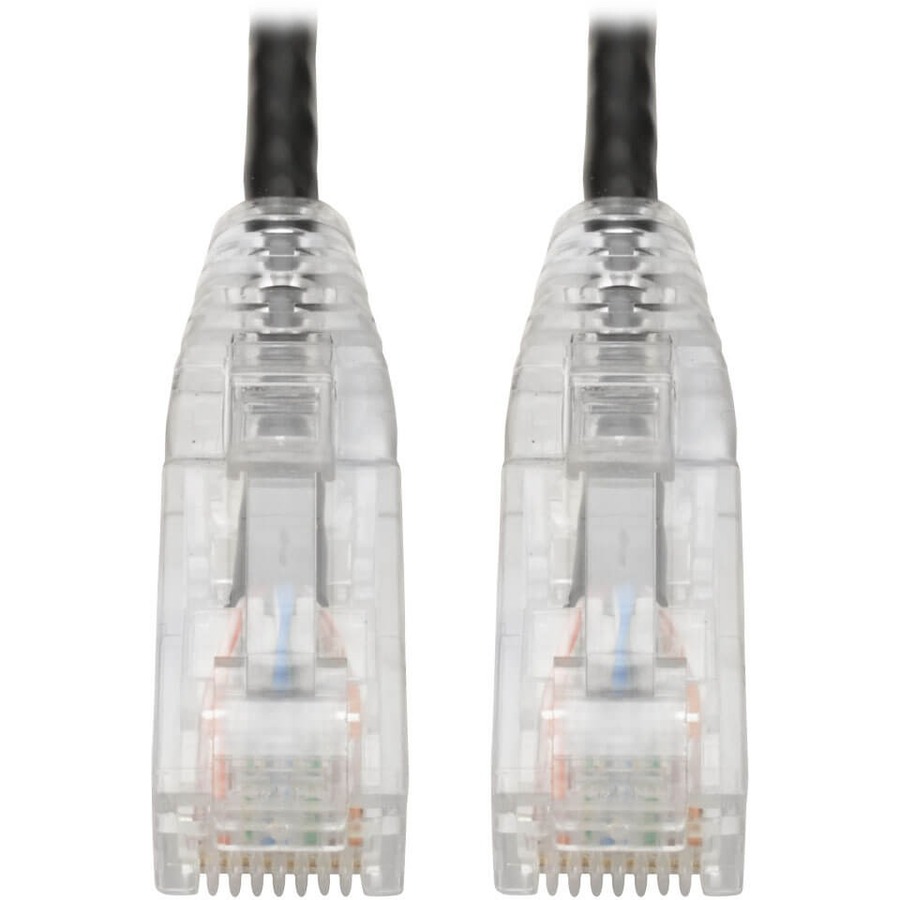 Cat6 UTP Patch Cable (RJ45) - M/M, Gigabit, Snagless, Molded, Slim, Black, 1 ft.