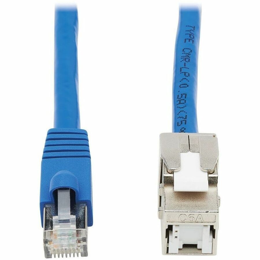 Cat6 Keystone Jack Cable Assembly, RJ45 M/F, 18 in., Blue
