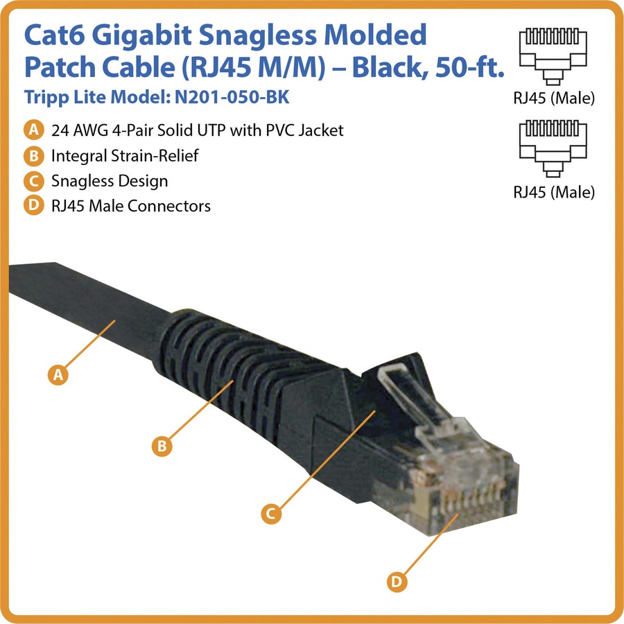 N201-050-BK Cat6 UTP Patch Cable