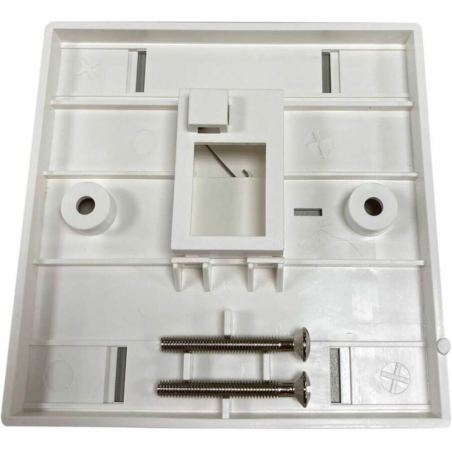1-Port UK-Style Keystone Wall Plate, Unloaded Shuttered Module, Icon Tab, White