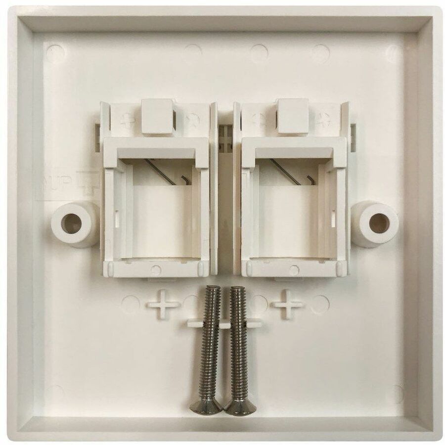 2-Port UK-Style Keystone Wall Plate, Unloaded Shuttered Module, White