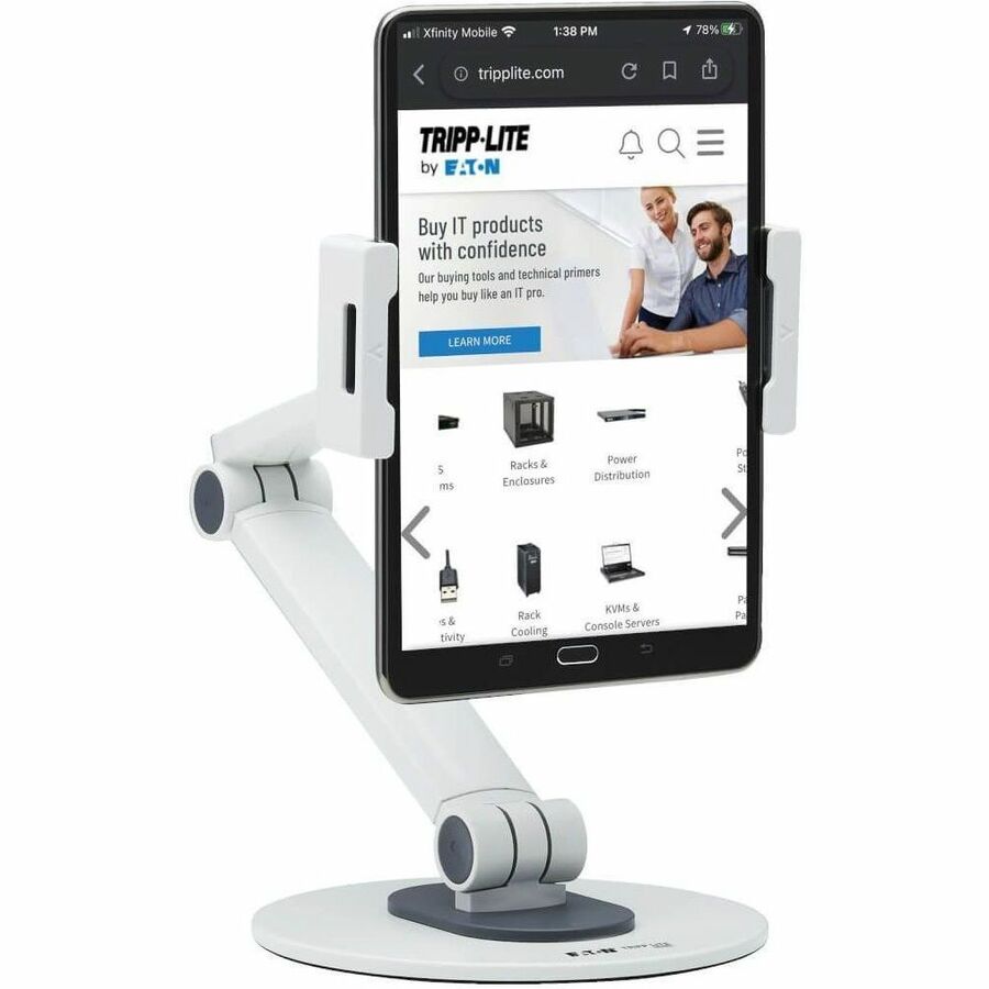 Full-Motion Flexible Long-Arm Desktop Smartphone and Tablet Mount, White