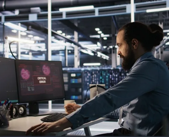 Technician responding to a critical UPS alert